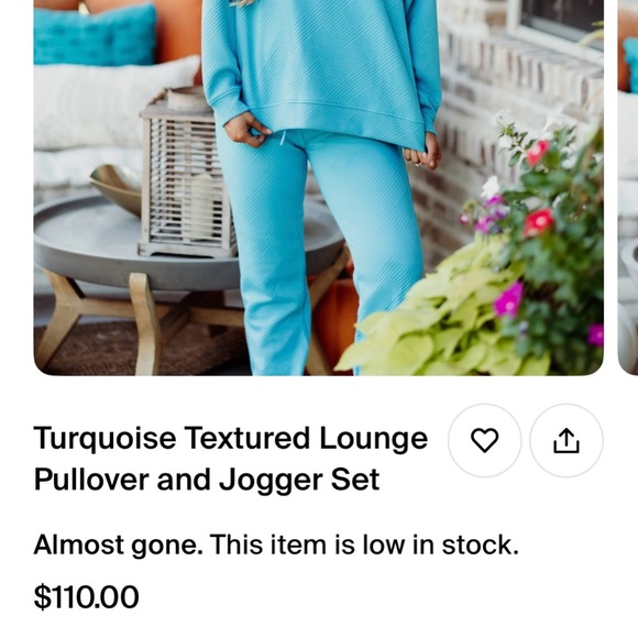 Boutique turquoise textured jogger set size large - Picture 7 of 7